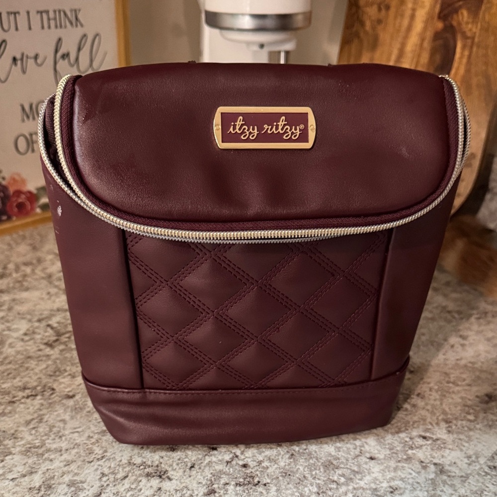 Itzy Ritzy Maroon Quilted Bottle Bag